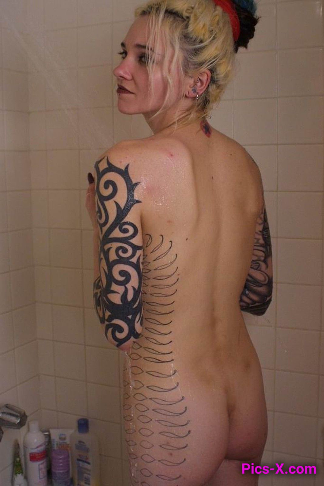 Tattooed blonde hottie enjoying a slow shower - Punk Rock Girlfriend - Image 52