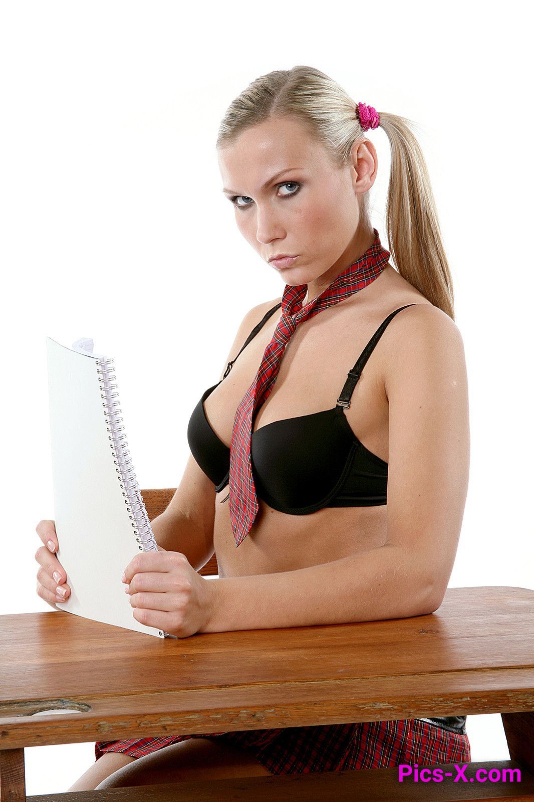 Misa in Hot Schoolgirl Outfit on Desk - Matrix Models - Image 24