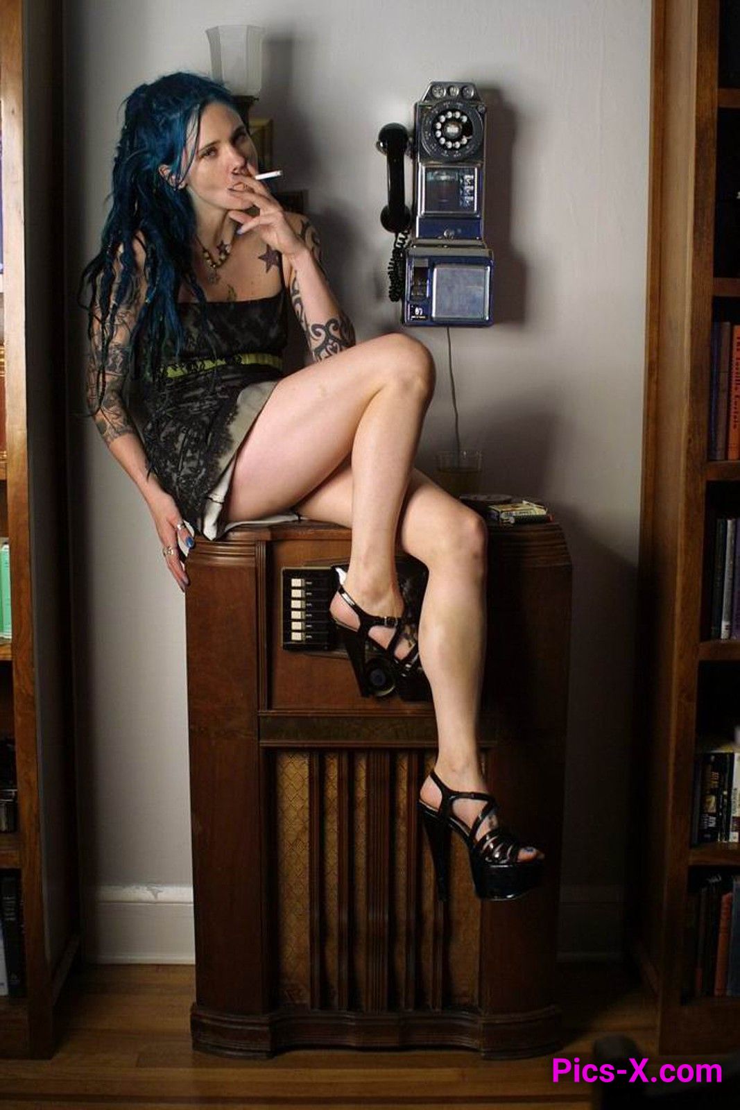 Blue haired punk babe playing with herself on the phone - Punk Rock Girlfriend - Image 4